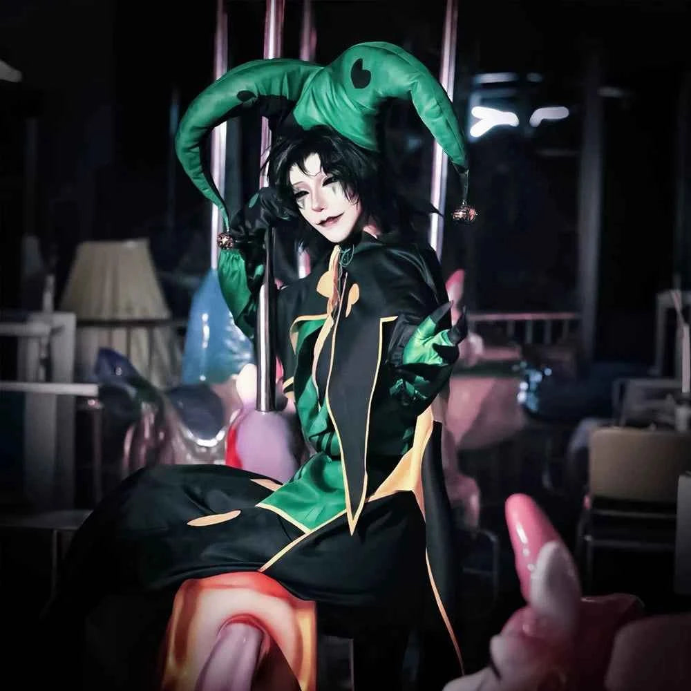 ‌Anime The Freak Circus Harlequin Cosplay Costume Adult Clown Top Pants Full Set Joker Uniform Halloween Carnival Clothes