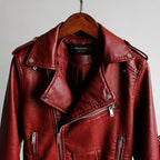 Women's PU Leather Motorcycle Jacket - Slim Fit, Turn-Down Collar