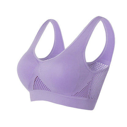 Breathable Sports Bra Top Fitness Women Brassiere Removable Padded Sport Bra Running Gym Seamless Push Up Bras SS69 9.69 PURPLE / 5XL