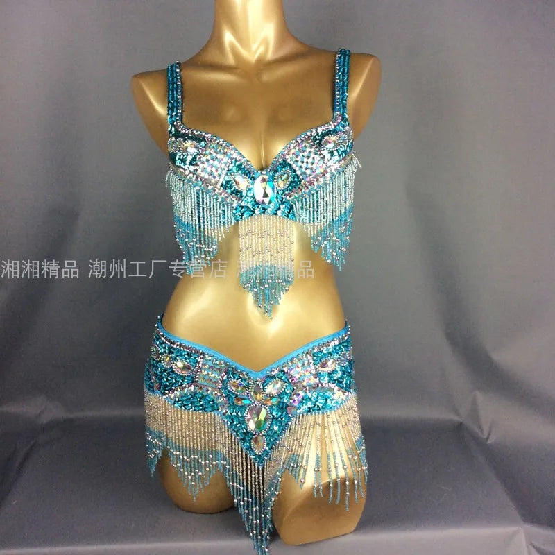 Sexy Girl Belly Dance Costume Wear Bar+Belt 2pc Set 10 Colors Ladies Bellydancing Costumes Bellydance Clothes