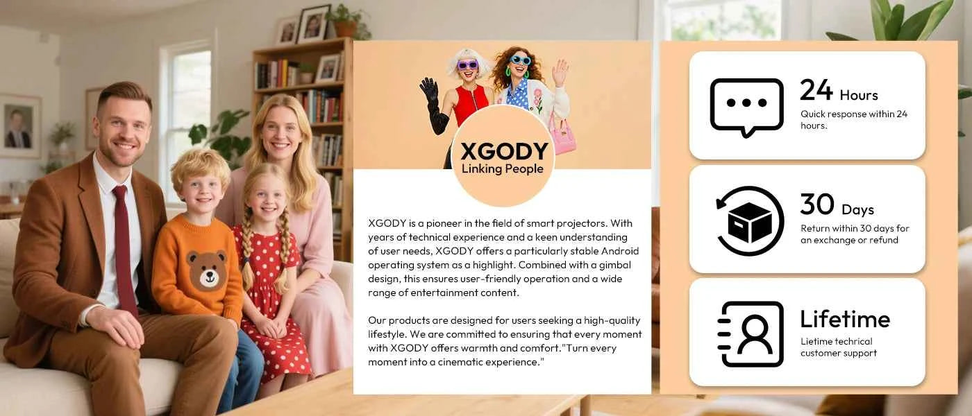 XGODY Gimbal N6 Pro 4K Projector Netflix Officially 700 Ansi Native 1080P Auto Focus Whale OS TV for Movie Home Theater