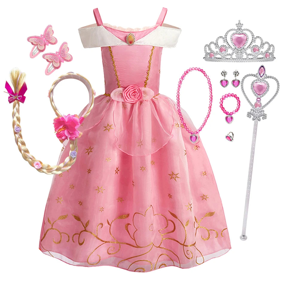 WEIZOO Girls Princess Aurora Dress - Sleeping Beauty Cosplay Costume
