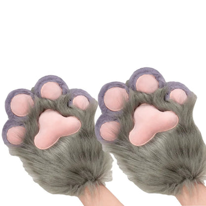 Fursuit Paw Gloves Boots Giant Wearable Wing Accessories Plush Toys Furry Cosplay Cat Bear Shoes Cute Fluffy Animal Manga Party SS69 14.69 2 Gray gloves
