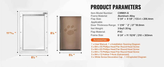 SucceBuy Pet Door Aluminum Frame with Lock and Flap System Weatherproof Doggy Door Easy to Install in Interior or Exterior Doors