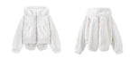Lautaro Autumn Winter Sweet Cute Lovely Warm Soft White Short Faux Fur Coat Women  with Bunny Ears Fluffy Jacket Hoodie 2023 SS69