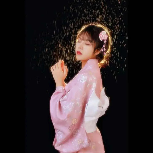 Printed Floral Traditional Japanese Kimono Elegance Asian Sakura Girl Kimono Dress Japanese Style New