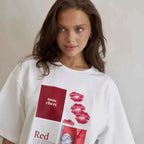 European American Hot Girl American Y2K Design Printed T-shirt Summer Women Ins Pure Cotton High Street Retro Short-sleeved Top