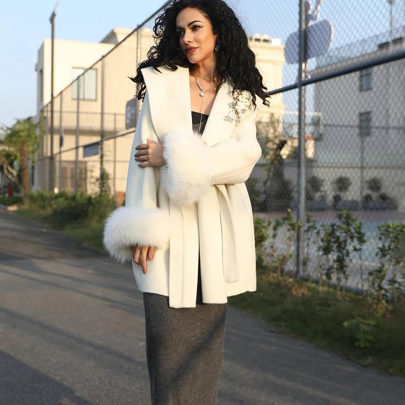 TARUXY Women's Double-Sided Wool Coat with Removable Sashes