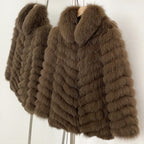OFTBUY Women's Real Fox Fur Coat - Thick Warm Winter Jacket