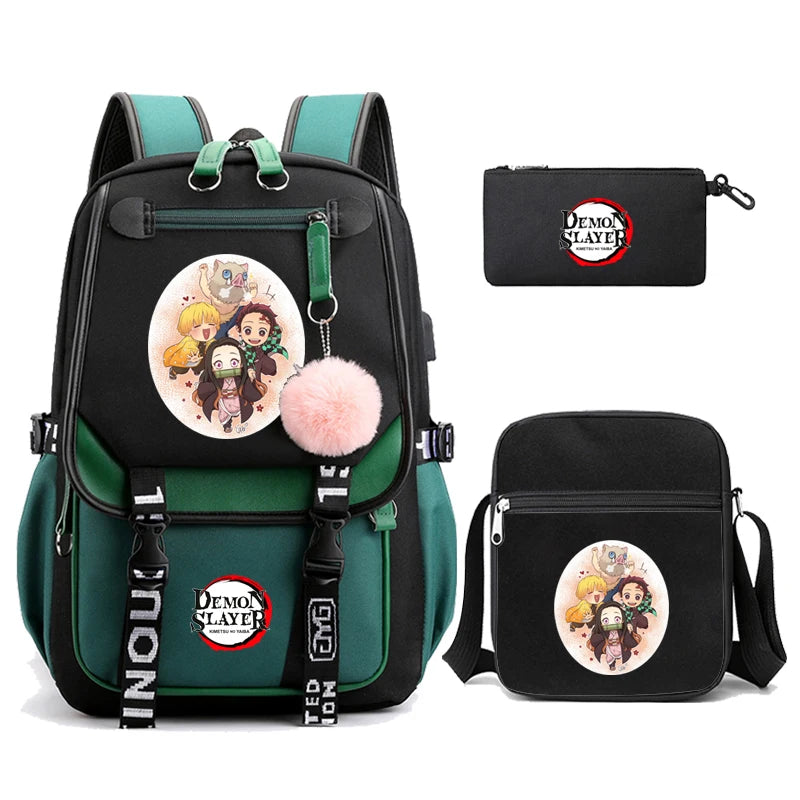 3Pcs Kamado Nezuko Demon Slayer Backpacks Set for Girls Anime School Bag Teenager Student Canvas Laptop Back Pack Women Rucksack SS69 51.69 4990745