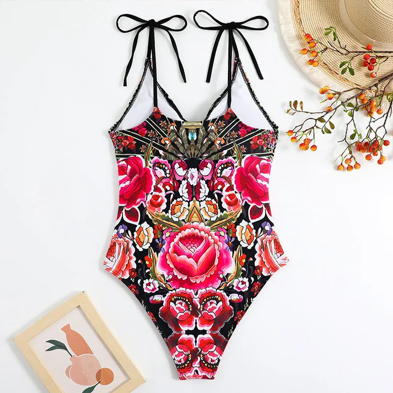 2023 New Arrival Push Up Women Bikini Set Floral Printed Ruffle Bikinis Strappy Bandage Swimwear Brazilian Biquini Bathing Suit SS69