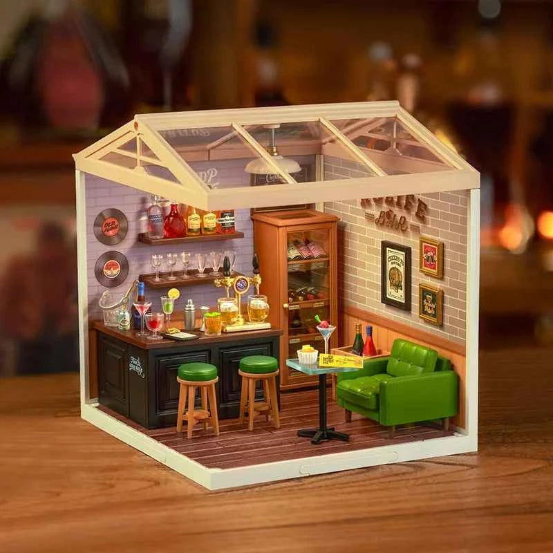 Robotime Rolife Super Creator Series Plastic Dollhouse Building Blocks for Kids Yum Burgers Leisurely Cheers Bar Sweet Sips Tea