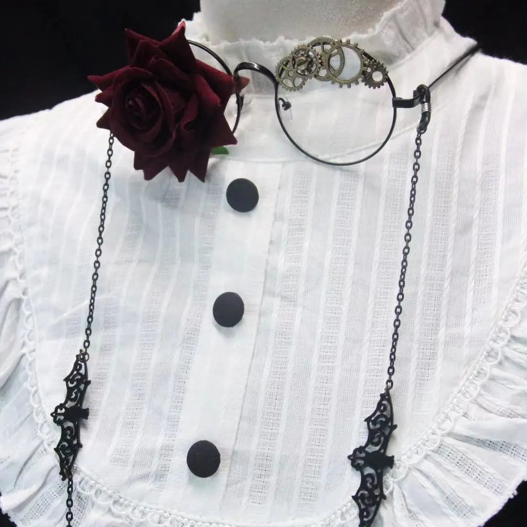 Japanese Original Punk Red Rose Gear Lolita Glasses New Fashion JK Streetwear Student Cosplay Masks Men Women Telegant Glasses SS69