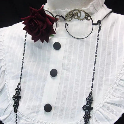 Japanese Original Punk Red Rose Gear Lolita Glasses New Fashion JK Streetwear Student Cosplay Masks Men Women Telegant Glasses SS69