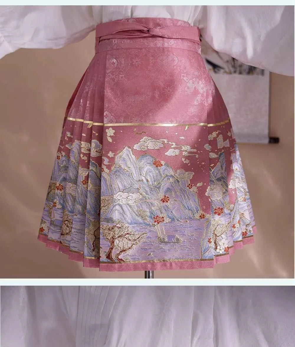 Summer New Short Horse Face Skirt White Short Set Retro Thickened Ming System Improved Han Element Chinese Style Tang Suit
