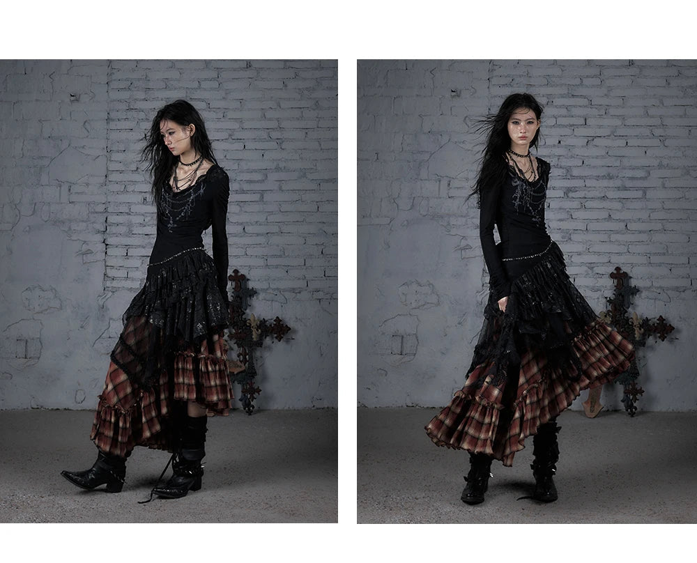 NO ROMANCE Fairy Sexy Punk Printing Half Transparent Lace Patch Knitted Long Sleeve Hooded Dresses Rock Gothic Design Vestidos SS69