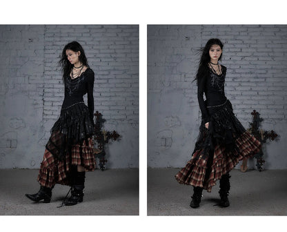 NO ROMANCE Fairy Sexy Punk Printing Half Transparent Lace Patch Knitted Long Sleeve Hooded Dresses Rock Gothic Design Vestidos SS69