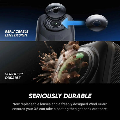 Insta360 X5 - Waterproof 8K 360° Action Camera, Leading Low Light, 3-Hour,Triple AI Chip Design Battery,