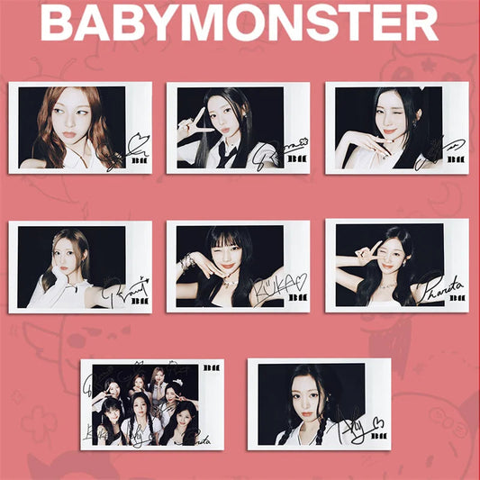 8pcs/set KPOP BABYMONSTER Album HAPPY 1000 DAYS LOMO Card Tea Lu Bao Monster Photo Card AHYEON HARAM RORA RUKA ASA Postcard SS69 7.69 CH-XK-BAB06