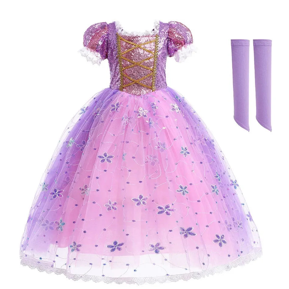 Girls Princess Cosplay Costume Dress - Flower Print