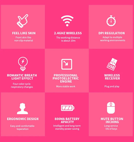Gaming Mute Rechargeable Mouse 2.4GWireless Pink USB  RGB Gamer Ergonomic Mice Optical Office Computer Mouse for IOS Android SS69