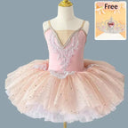 Girls Ballet Tutu Dress with Crown - Blue & Pink Nylon