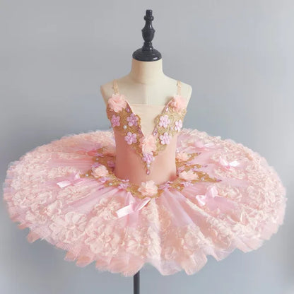 SS69 Girls' Professional Ballet Tutu Dress, Purple Swan Performance Leotard