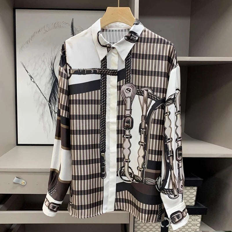 Camisas Newest Exclusive Women Luxury Shirt Long Sleeve Lapel Satin Shirt Old Money Print Brand Design Shirt OL Blouse руба