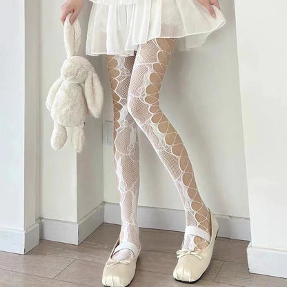 Women's Sexy Hollow Jacquard Fishnet Tights Stockings Floral Lace Thigh High waist Pantyhose Nightclub Garter Hot Wind Stocking SS69