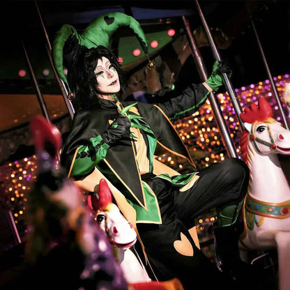 Circus Pierrot Harlequin Cosplay Costumes Unisex Clown Uniform for Halloween Carnival Party Cos Game Outfits Fancy Dress  Adults