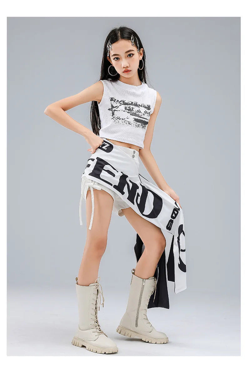 Girls K-Pop Street Dance Crop Top & Hot Pants Set