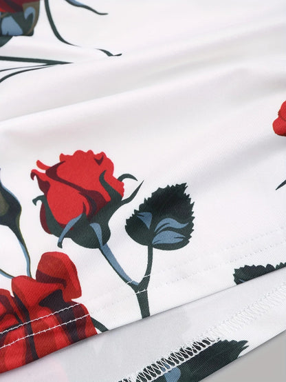 2024 spring and summer Europe and the United States new women's rose print pleated suspenders butterfly lace cross vest. SS69