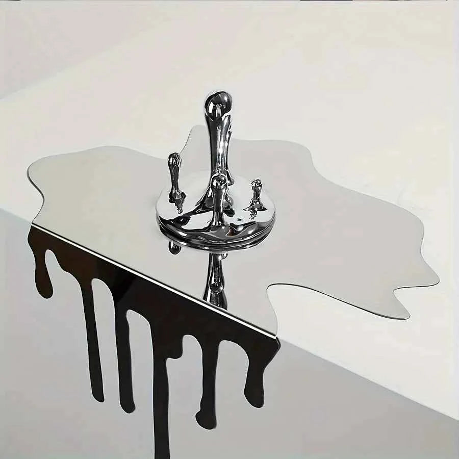 Minimalism Stainless Steel Flowing Water Droplet Decoration Reflective Surface Artwork Desktop Decoration Home Decoration