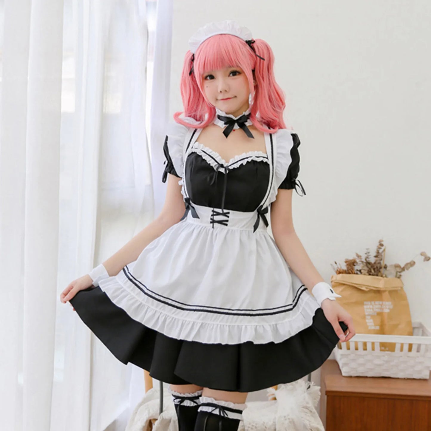 Black Pink Lolita Maid Costumes Cute Girls Women Lovely Maid Cosplay Costume Animation Show Japanese Outfit Dress Clothes S-5XL - SS69