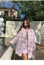 HDHOHR 2025 New 100% Real Mink Fur Coat Women Fashion Essential Natural Mink Fur Jackets Warm Royel Blue Winter Fur Coat