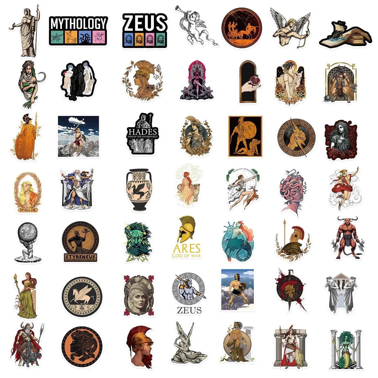 10/50PCS Greek Mythology Graffiti DIY Decorative Luggage Skateboard Water Cup Guitar iPad Waterproof Sticker Kids Toy