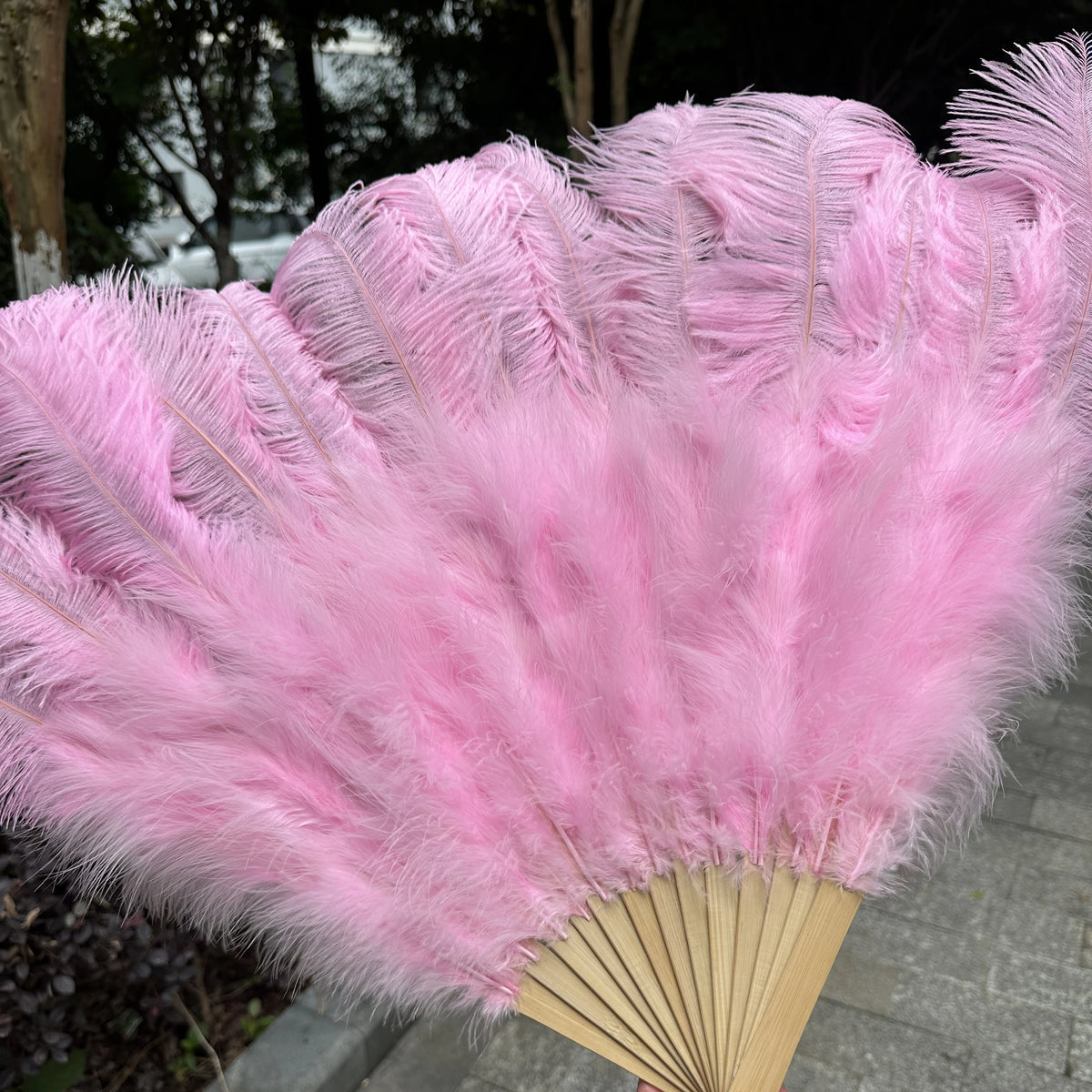 Large Ostrich Feather Fan 130cm - Carnival & Stage Performance