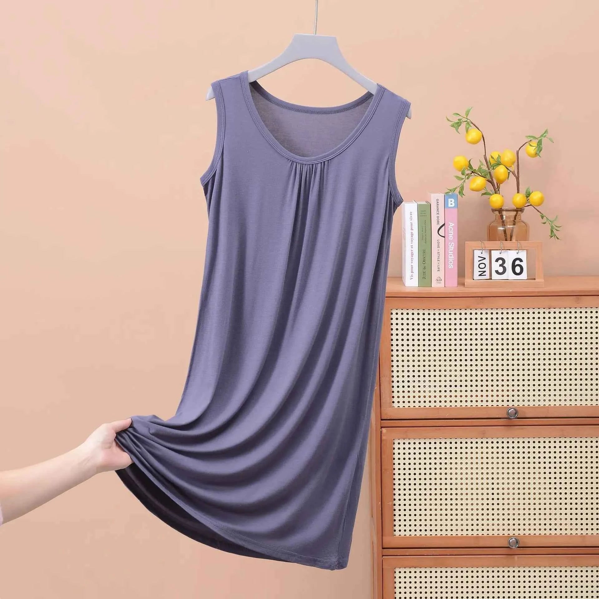Plus size XL to 8XL Modal sleeveless sleepdress Summer lady's tank dress Loose camisole nightdress comfort dresses