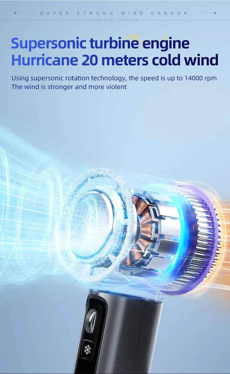 Outdoor Portable Mini Fan Handheld Fan with LED Display Semiconductor Refrigeration 100 Wind Speeds USB Rechargeable Battery Fan