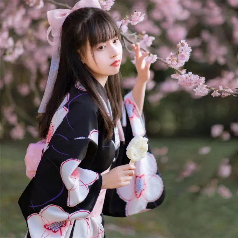 Fashion National Trends Women Sexy Kimono Yukata Dress With Obi Novelty Evening Dress Japanese Cosplay Costume Floral One Size