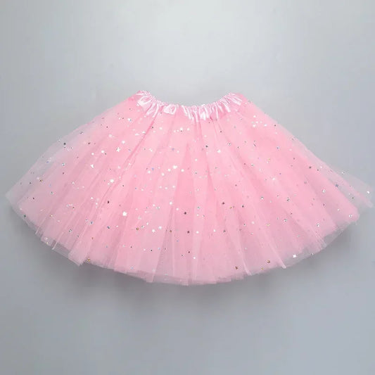 XMOMISEL Girls Sequined Star Tulle Tutu Skirt A-Line Mini Dancewear