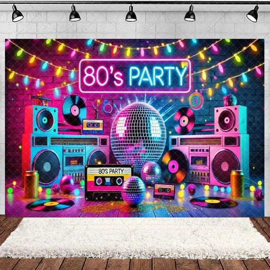 Retro Back to the 70s 80s 90s Backdrop Music Party Decorations Neon Light Graffiti Tapes Disco Background Photo Studio Supplies