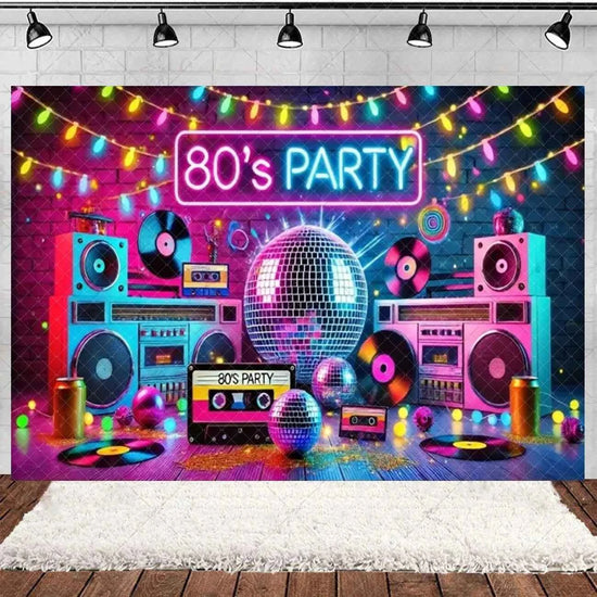 Retro Back to the 70s 80s 90s Backdrop Music Party Decorations Neon Light Graffiti Tapes Disco Background Photo Studio Supplies