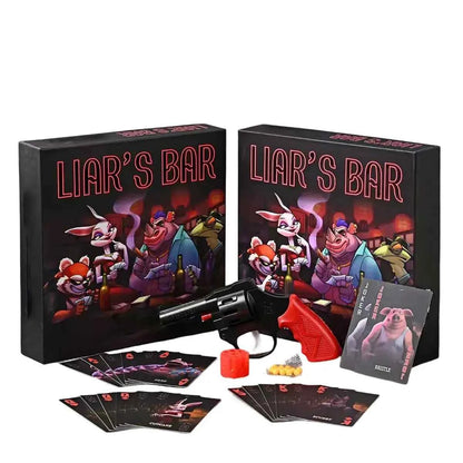 Liar's Bar Social Strategy Card Game - 20 Expertly Crafted Cards Cards with Themed Props for Holiday Parties, Family Reunions