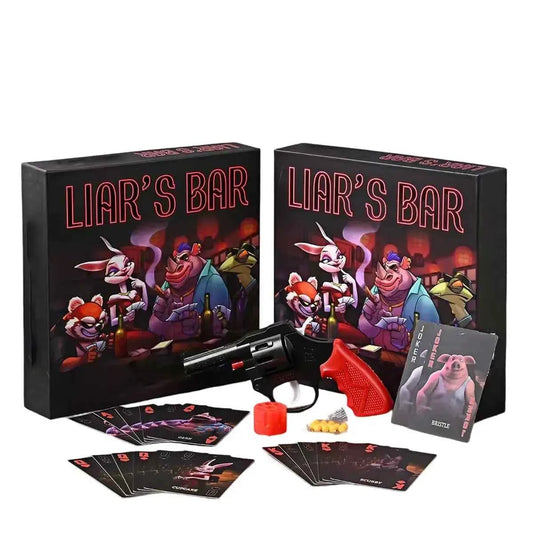 Liar's Bar Social Strategy Card Game - 20 Expertly Crafted Cards Cards with Themed Props for Holiday Parties, Family Reunions