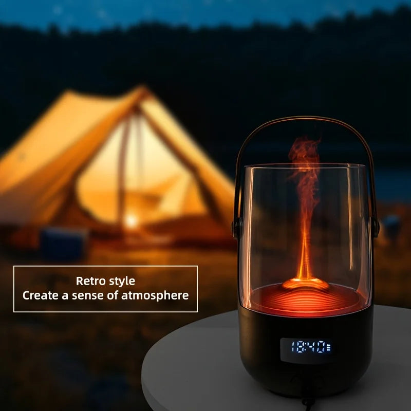 Retro Flame Aromatherapy Humidifier with 200ml Capacity & Dual Lighting