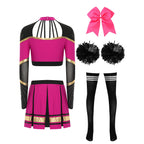 Women's Cheerleading Performance Costume Set with Crop Top and Skirt