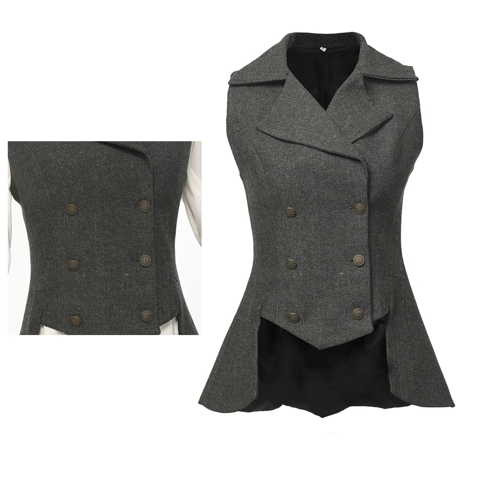 Women's Victorian Steampunk Tailed Vest - Polyester Waistcoat
