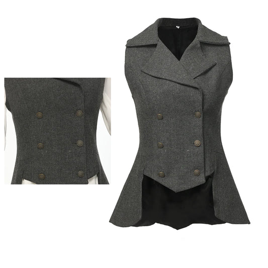 SS69 Women's Victorian Steampunk Tailed Vest Renaissance Polyester Waistcoat