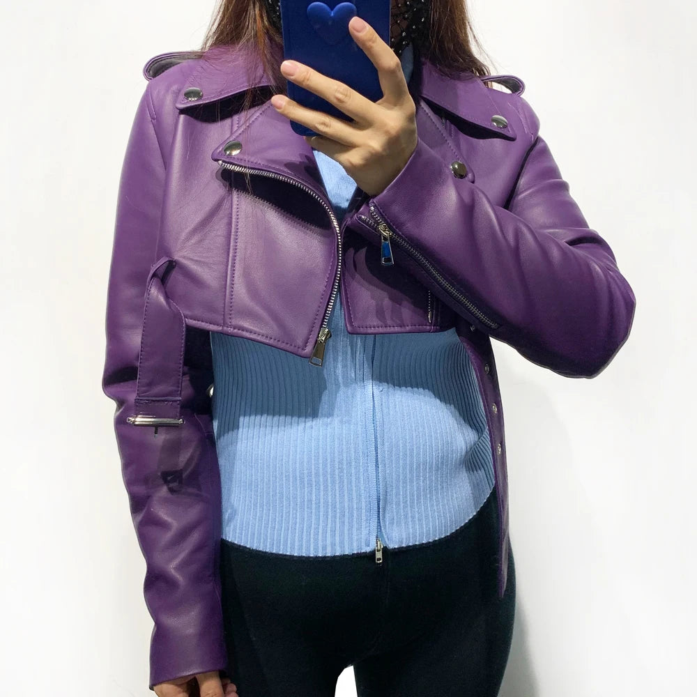 GO BALLISTIC Women's Sheepskin Leather Jacket - Short, Colorful